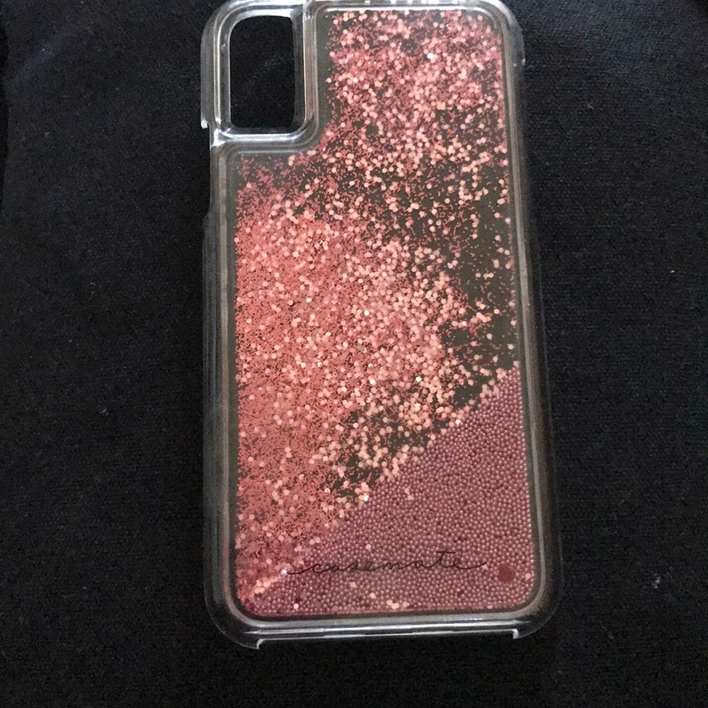 Pink flowing glitter iPhone X case